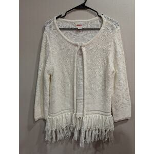 Women's knit fringe trimmed blazer style sweater by Ruby Rd Favorites size XL